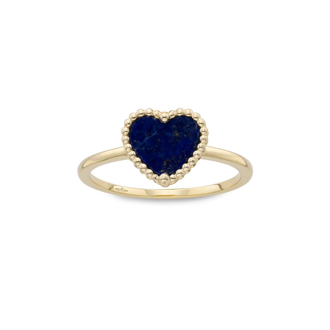 BEADED HEART LAPIS RING 02-016218-02-LP