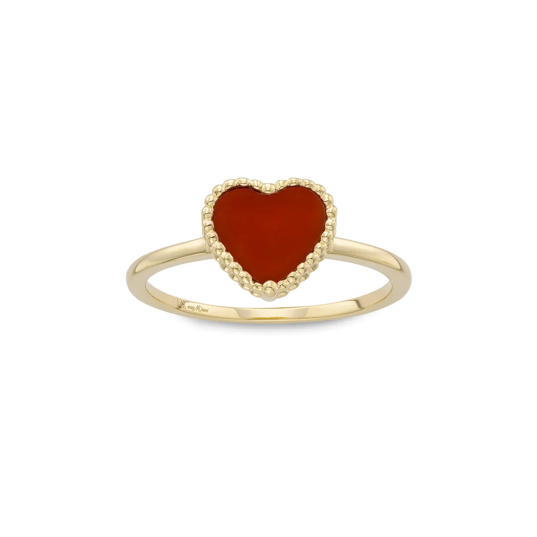 BEADED HEART RED CHALCEDONY RING 02-016218-02-RD