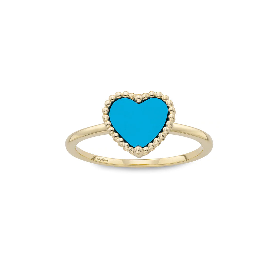 BEADED HEART TURQUOISE RING 02-016218-02-TRQ