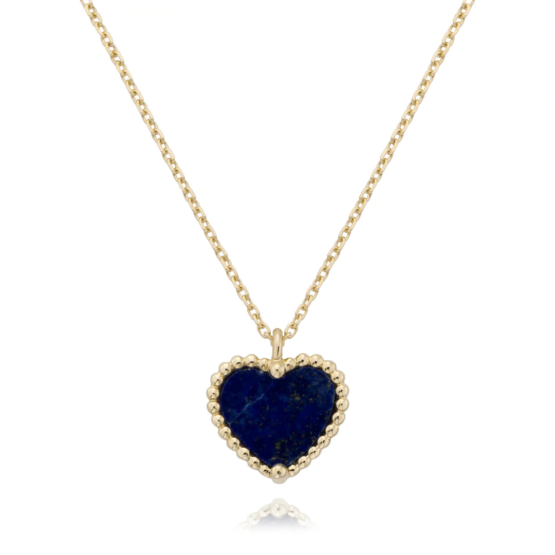 BEADED HEART LAPIS NECKLACE 04-016218-02-LP