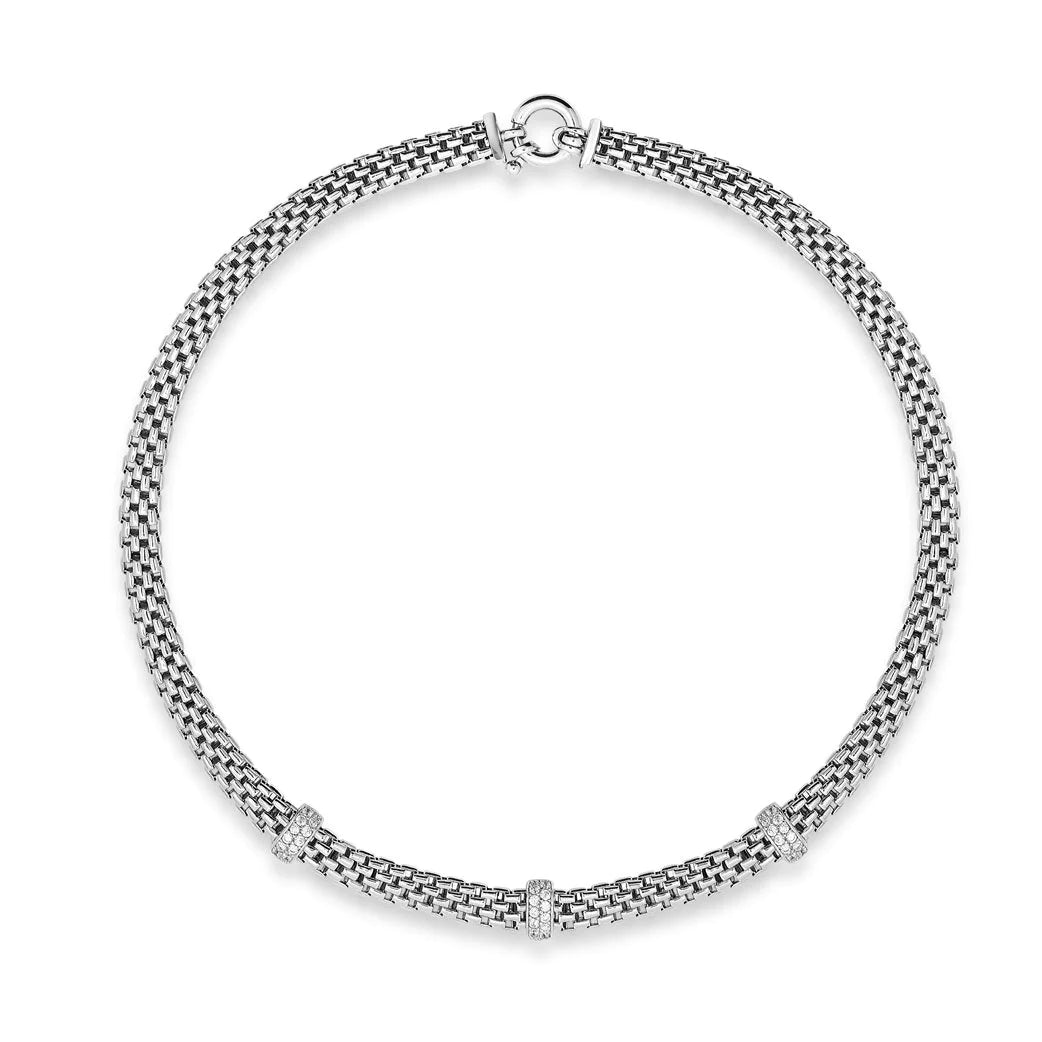 FLEXIBLE INTERTWINED LINK NECKLACE WITH 3 BAR PAVE 04-082026-01-WH