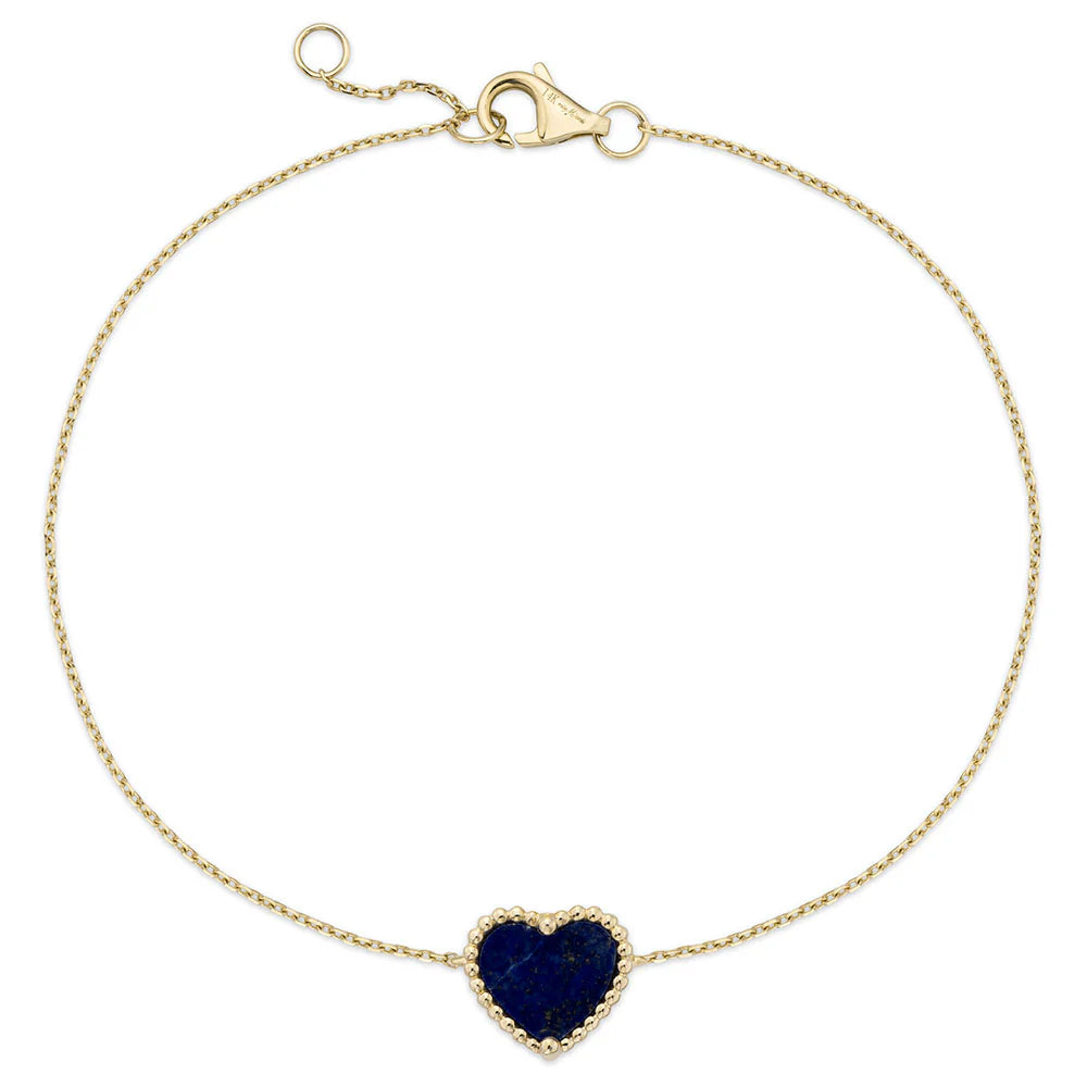 Beaded Heart Lapis Bracelet in Yellow 07-016218-02LP