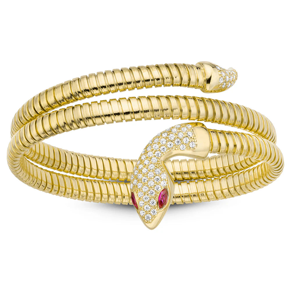 Serpentine Double Wrap Bangle in Yellow, Red Eyes 07083268Y