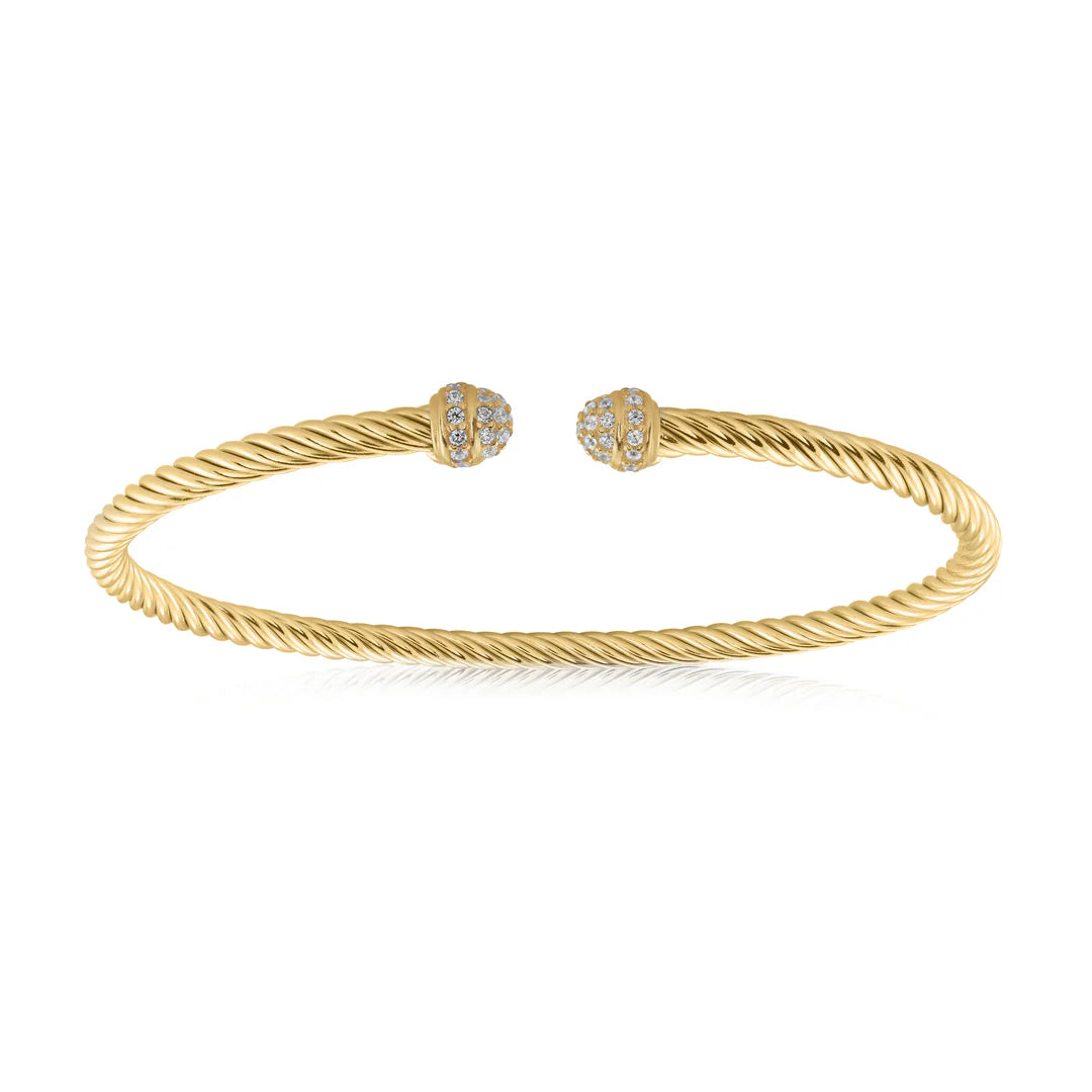 PAVE MINI TWIST BANGLE IN YELLOW 07-083484-02WH-S