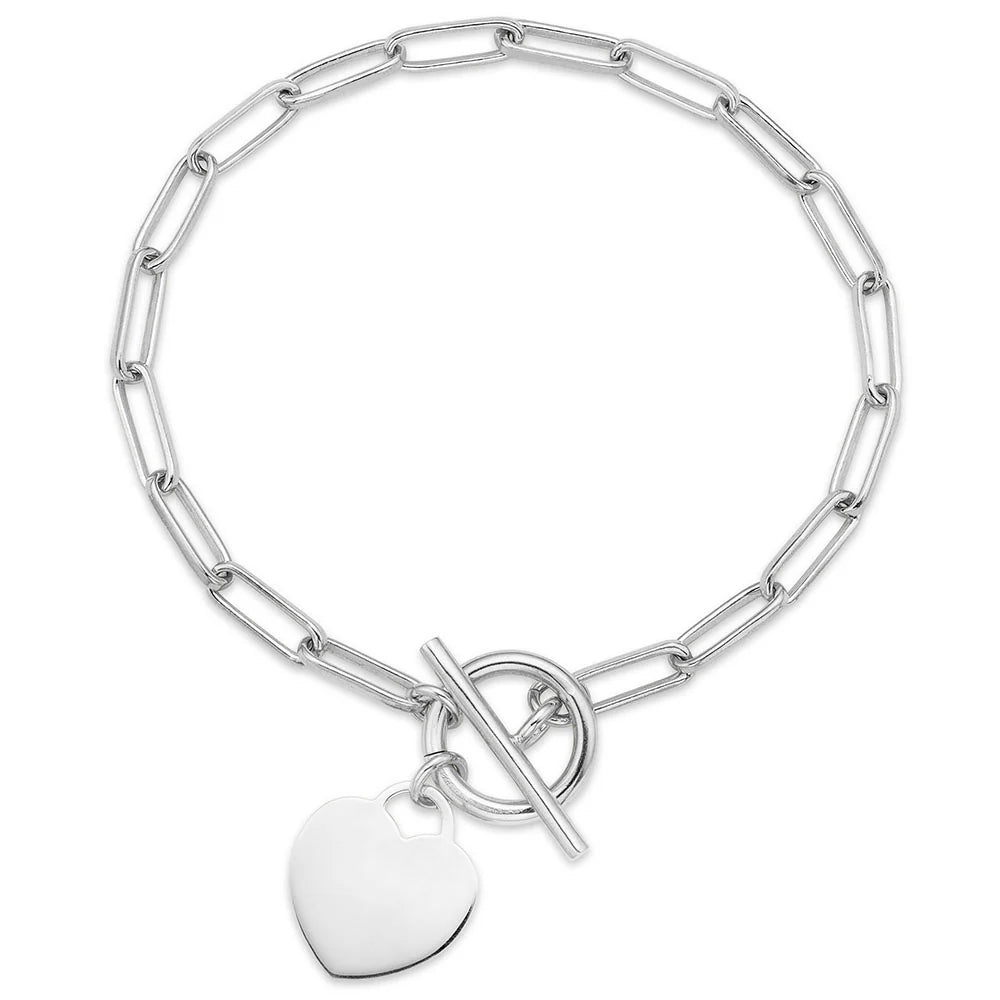 THIN PAPERCLIP HEART TOGGLE BRACELET IN WHITE 07-406313-01