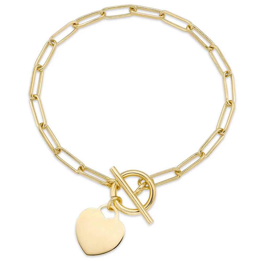 THIN PAPERCLIP HEART TOGGLE BRACELET IN YELLOW 07-406313-02