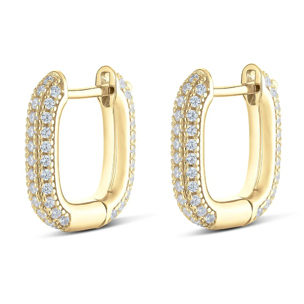 BE SQUARE PAVE EARRINGS IN YELLOW 13-143796-02WH