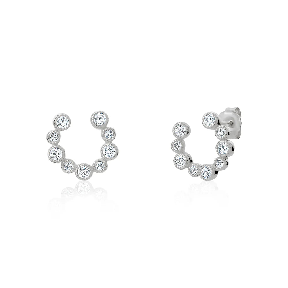 Milgrain Circle of Life Studs in White 13-146515-01WH