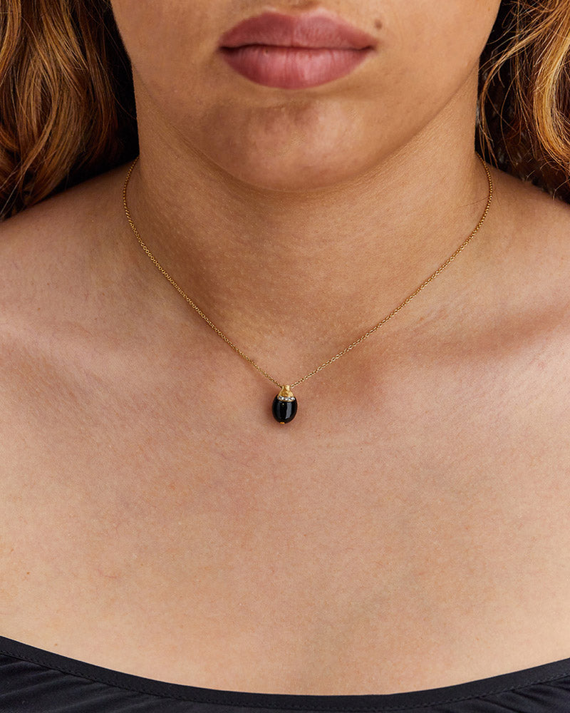 "Mystery Black" Gold, diamond accents and Black Onyx pendant (SMALL)  CS2-599