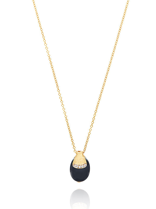 "Mystery Black" Gold, diamond accents and Black Onyx pendant (SMALL)  CS2-599