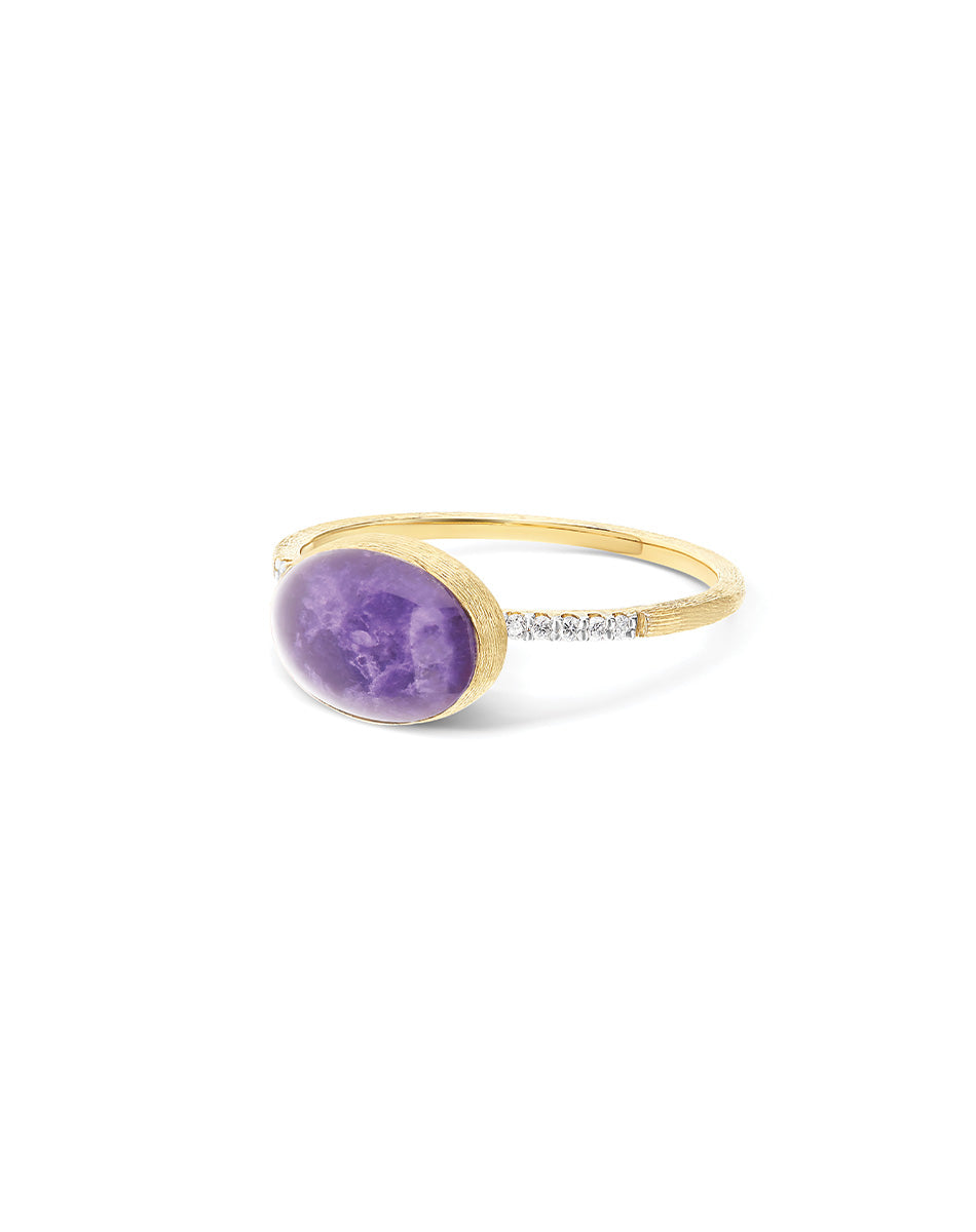 "Boules" Violetta gold, diamonds, lepidolite, and mother-of-pearl ring (Small)