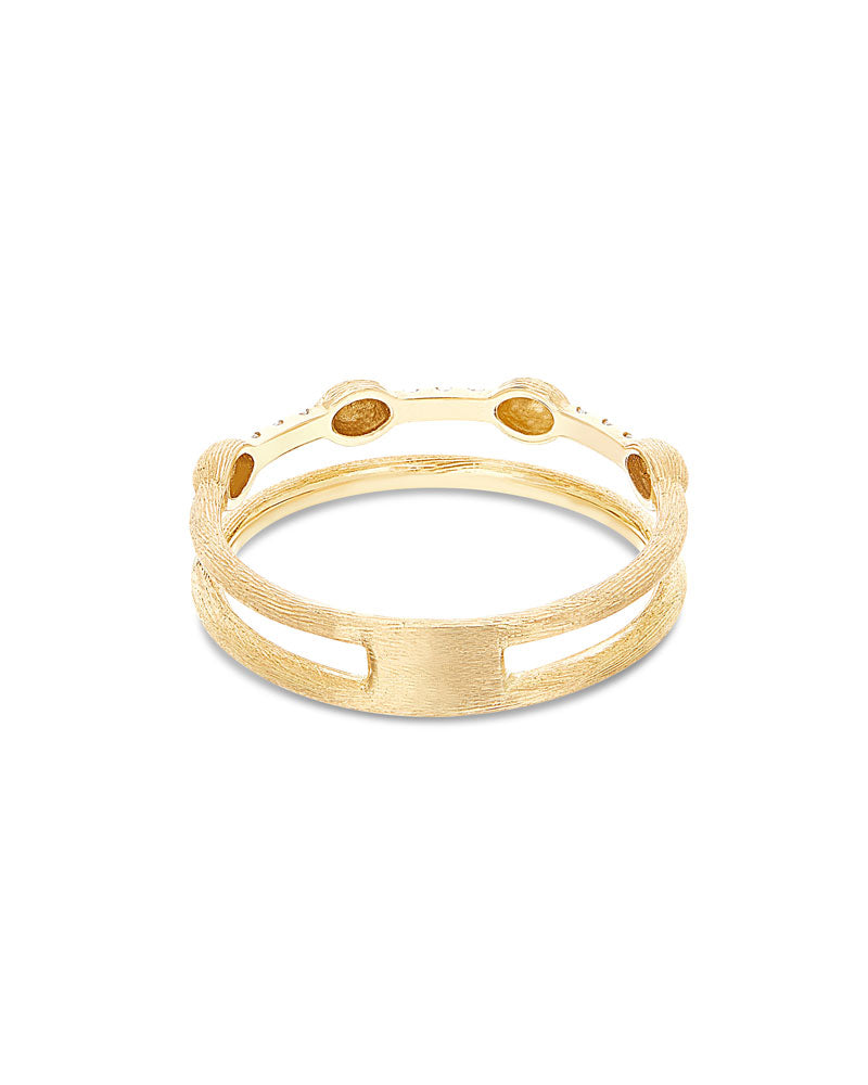 "DANCING ƒLITE" GOLD BOULES AND DIAMONDS BARS DOUBLE-BAND RING AS20-583