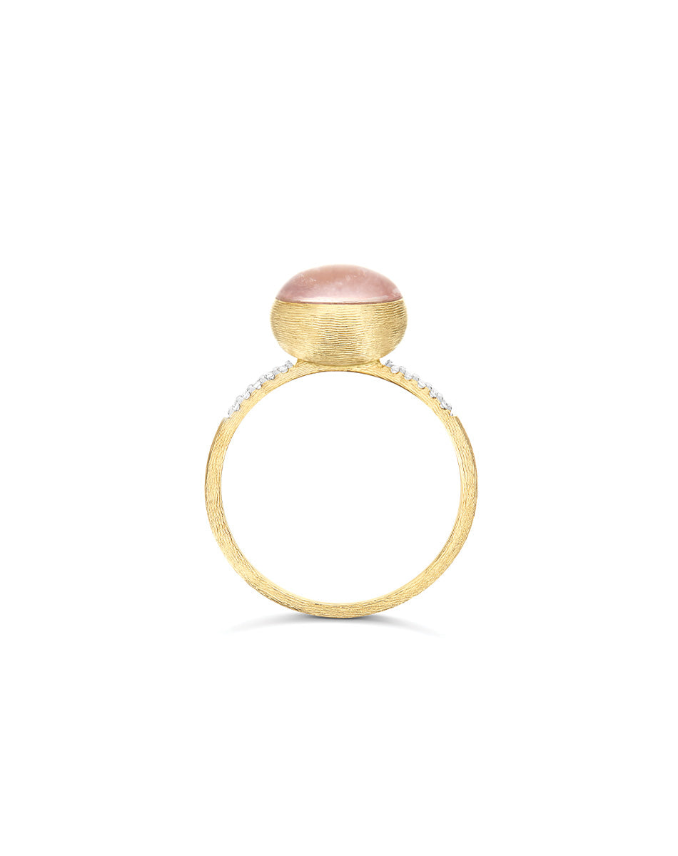 "Boules" Rosolio gold, diamonds, rock crystal, strawberry quartz, and mother-of-pearl ring (Small) AS3-609