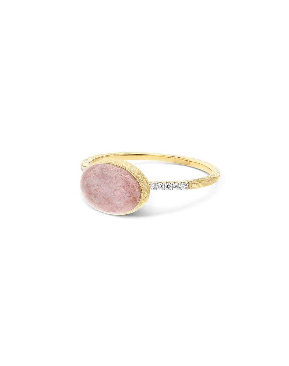 "Boules" Rosolio gold, diamonds, rock crystal, strawberry quartz, and mother-of-pearl ring (Small) AS3-609