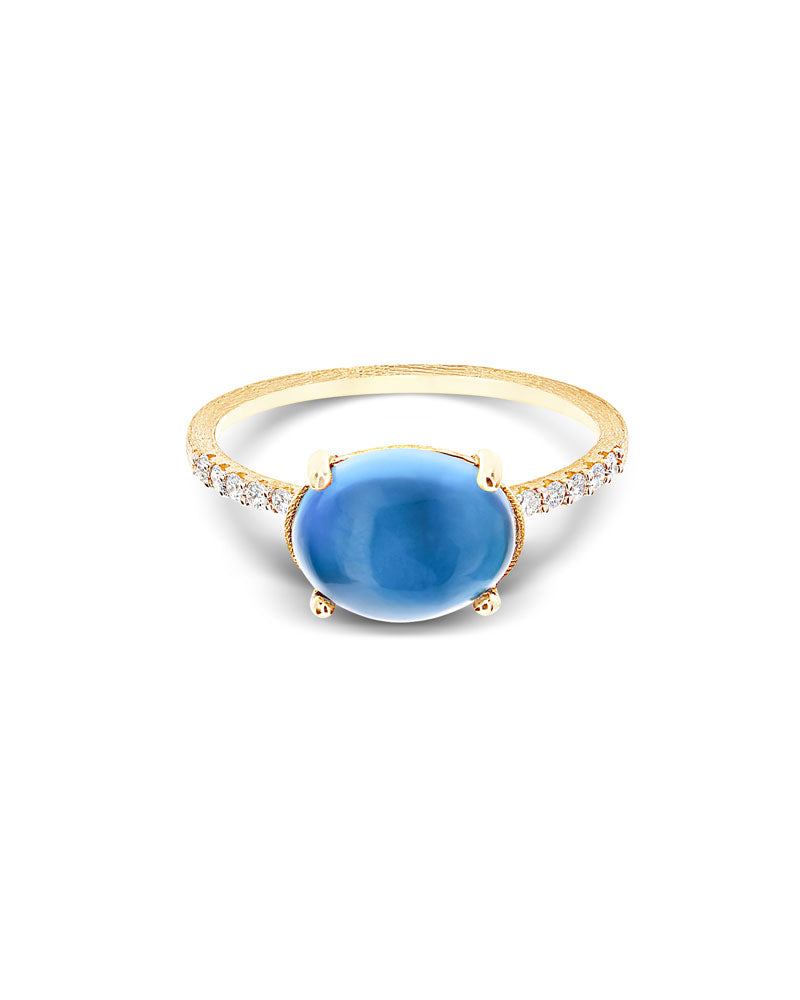 "AZURE" GOLD, DIAMONDS AND LONDON BLUE TOPAZ RING (LARGE) AS34-597