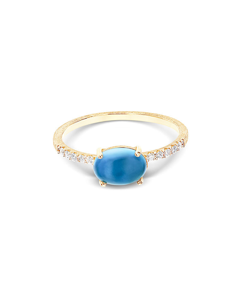 "AZURE" GOLD, DIAMONDS AND LONDON BLUE TOPAZ RING (MEDIUM) AS35-597