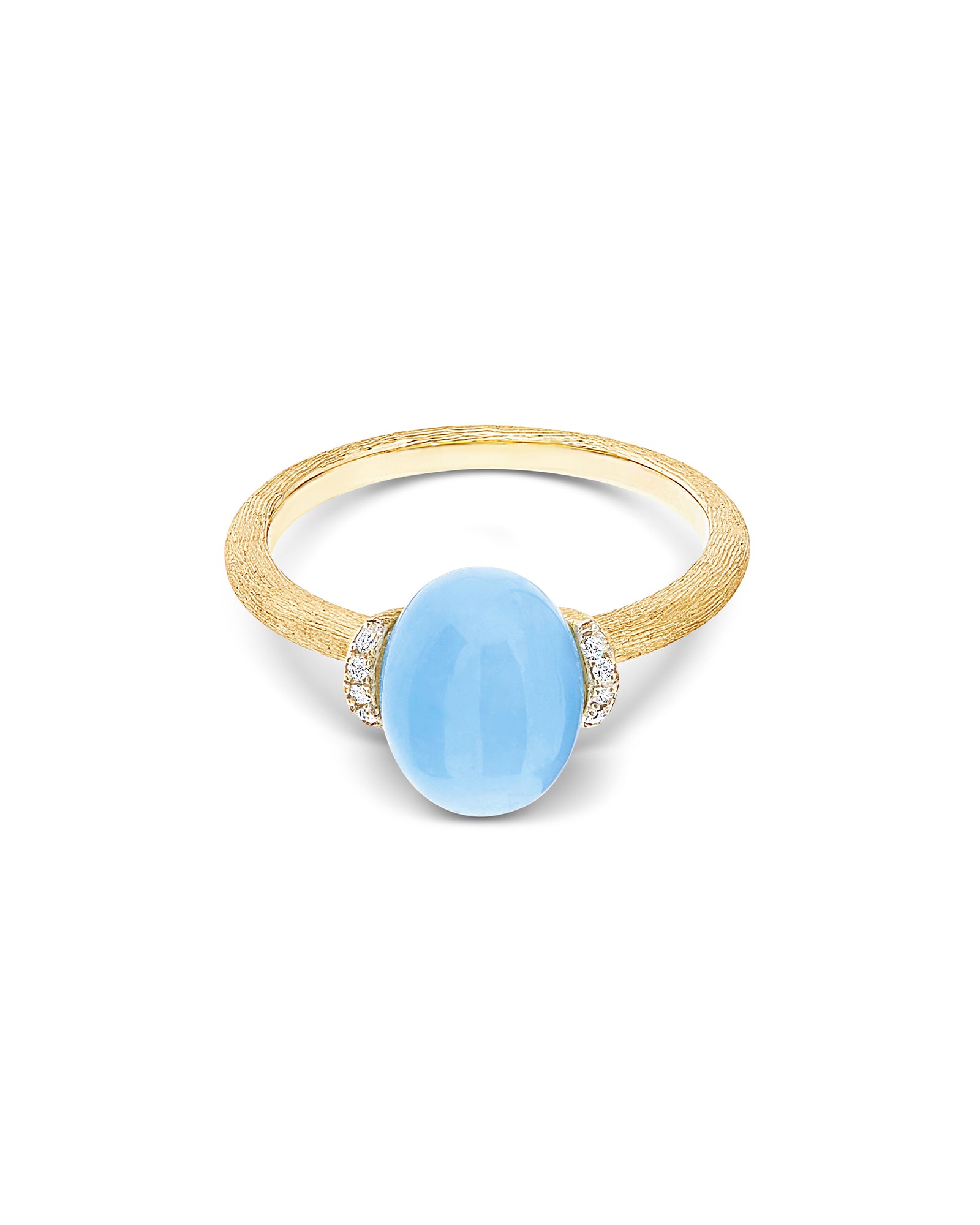 AZURE "AMULETS" GOLD, DIAMONDS AND MILKY AQUAMARINE RING (SMALL) AS5-575