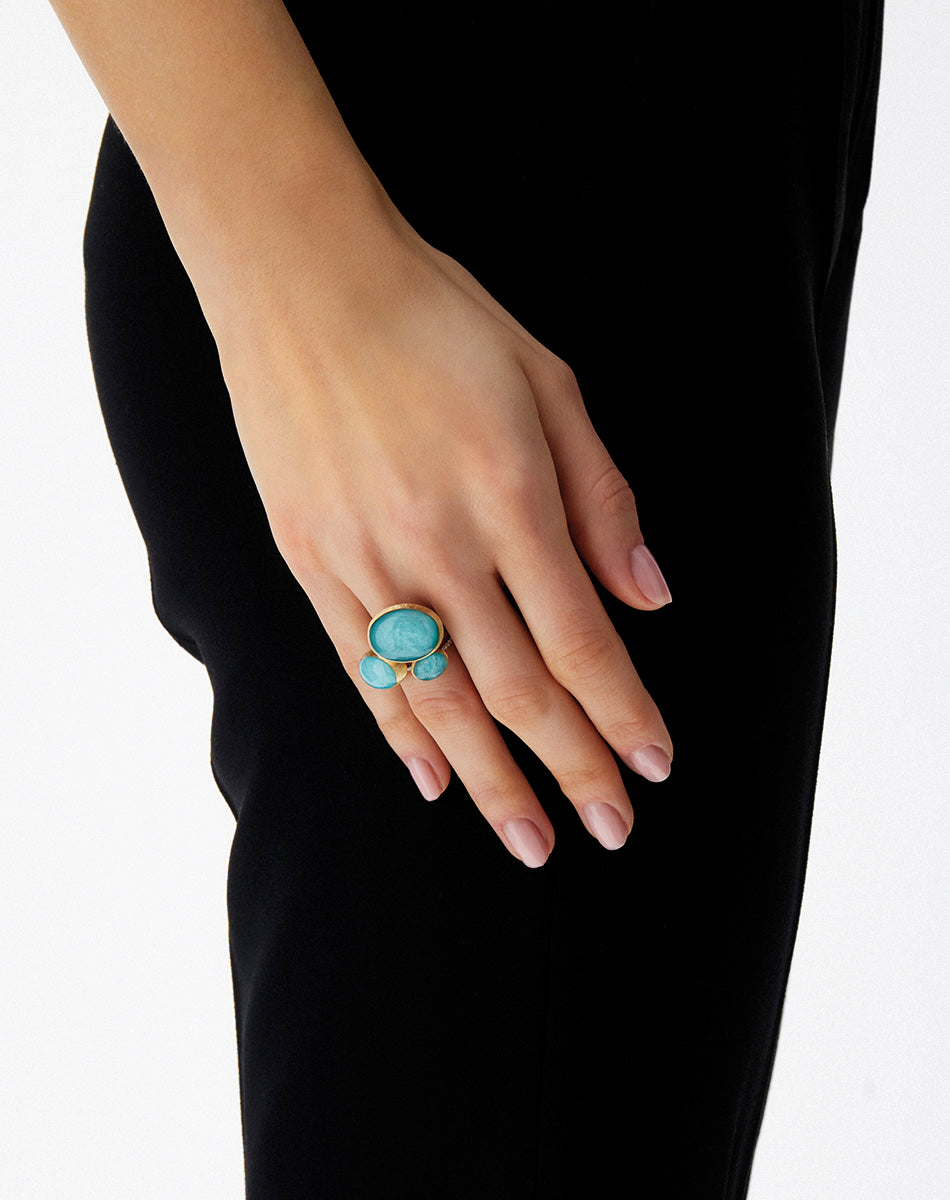 "Boules" Anice gold, diamonds, rock crystal, and amazonite ring (Medium) AS5-609