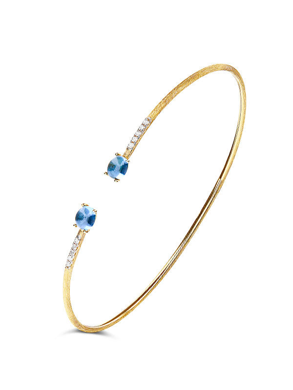 Nanis "AZURE" GOLD, LONDON BLUE TOPAZ AND DIAMONDS HANDMADE BANGLE BS6-597