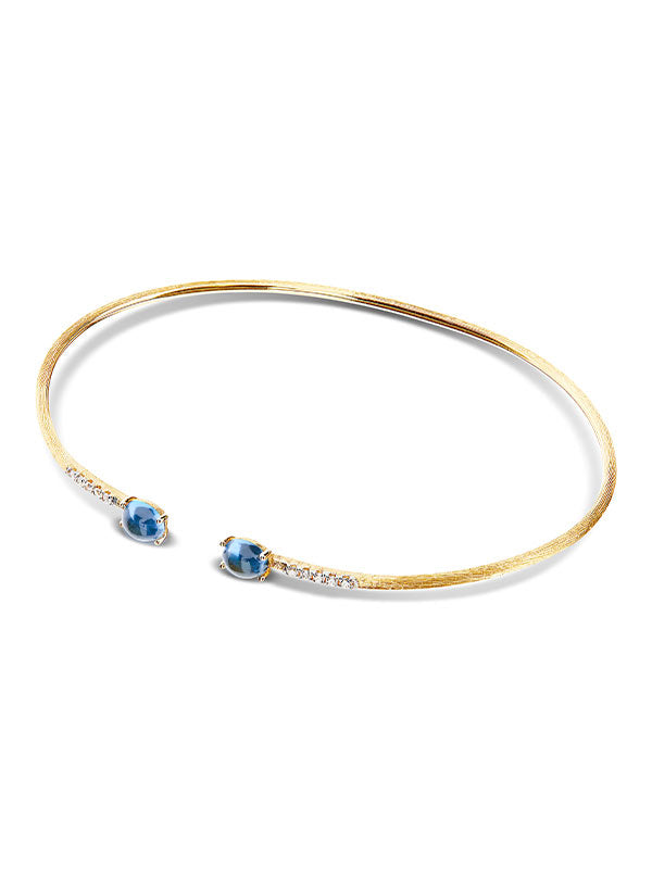 Nanis "AZURE" GOLD, LONDON BLUE TOPAZ AND DIAMONDS HANDMADE BANGLE BS6-597