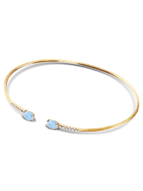 Nanis "AZURE" GOLD, AQUAMARINE AND DIAMONDS HANDMADE BANGLE BS7-597