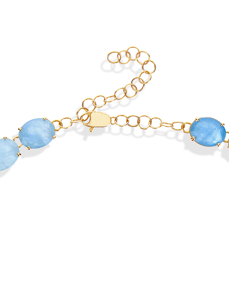 Van Dome Jewellery "IPANEMA" GOLD, AQUAMARINE AND DIAMONDS COLLAR NECKLACE CS1-577