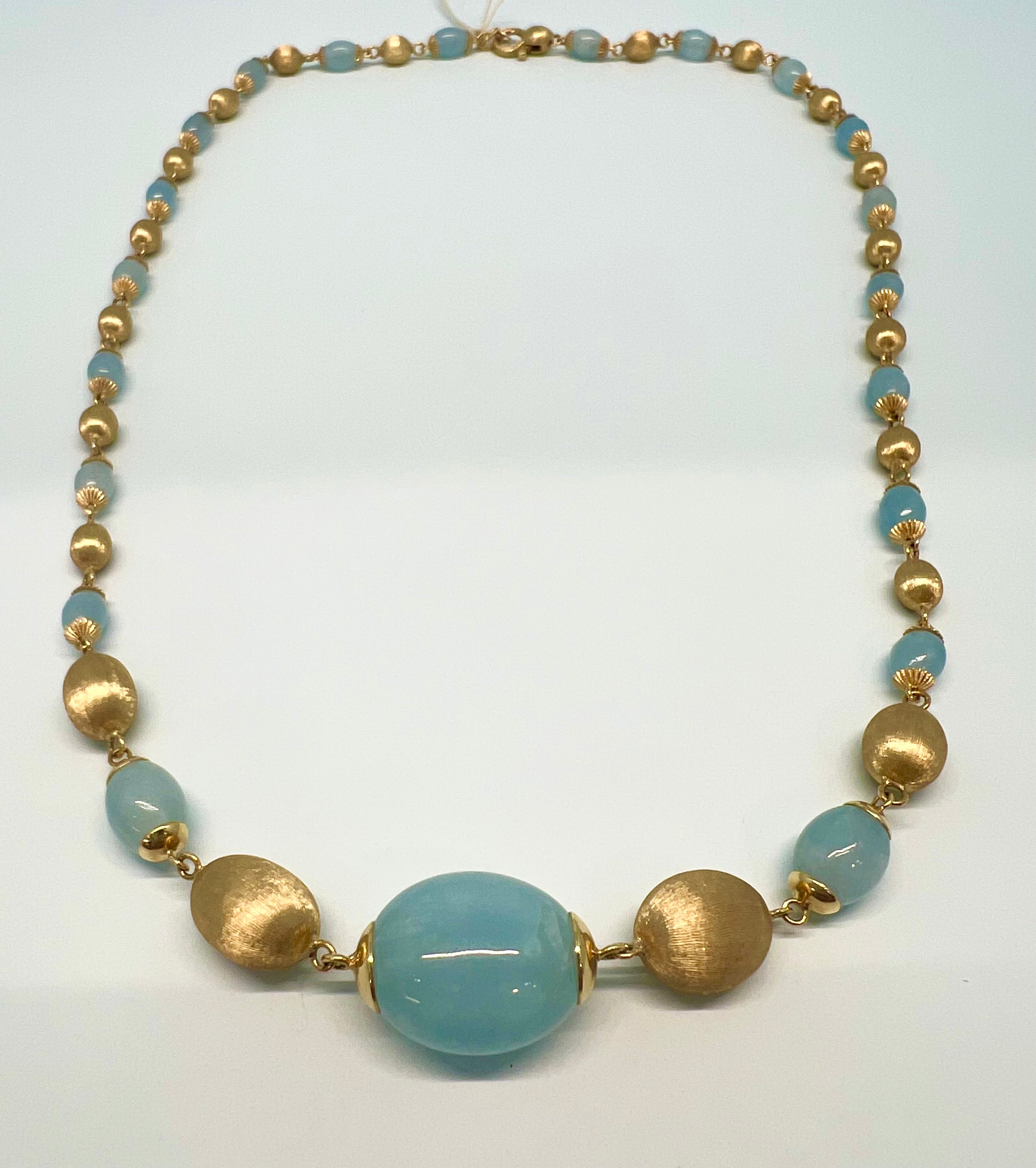 Nanis "AZURE" GOLD,  MILKY AQUAMARINE NECKLACE CN23-575