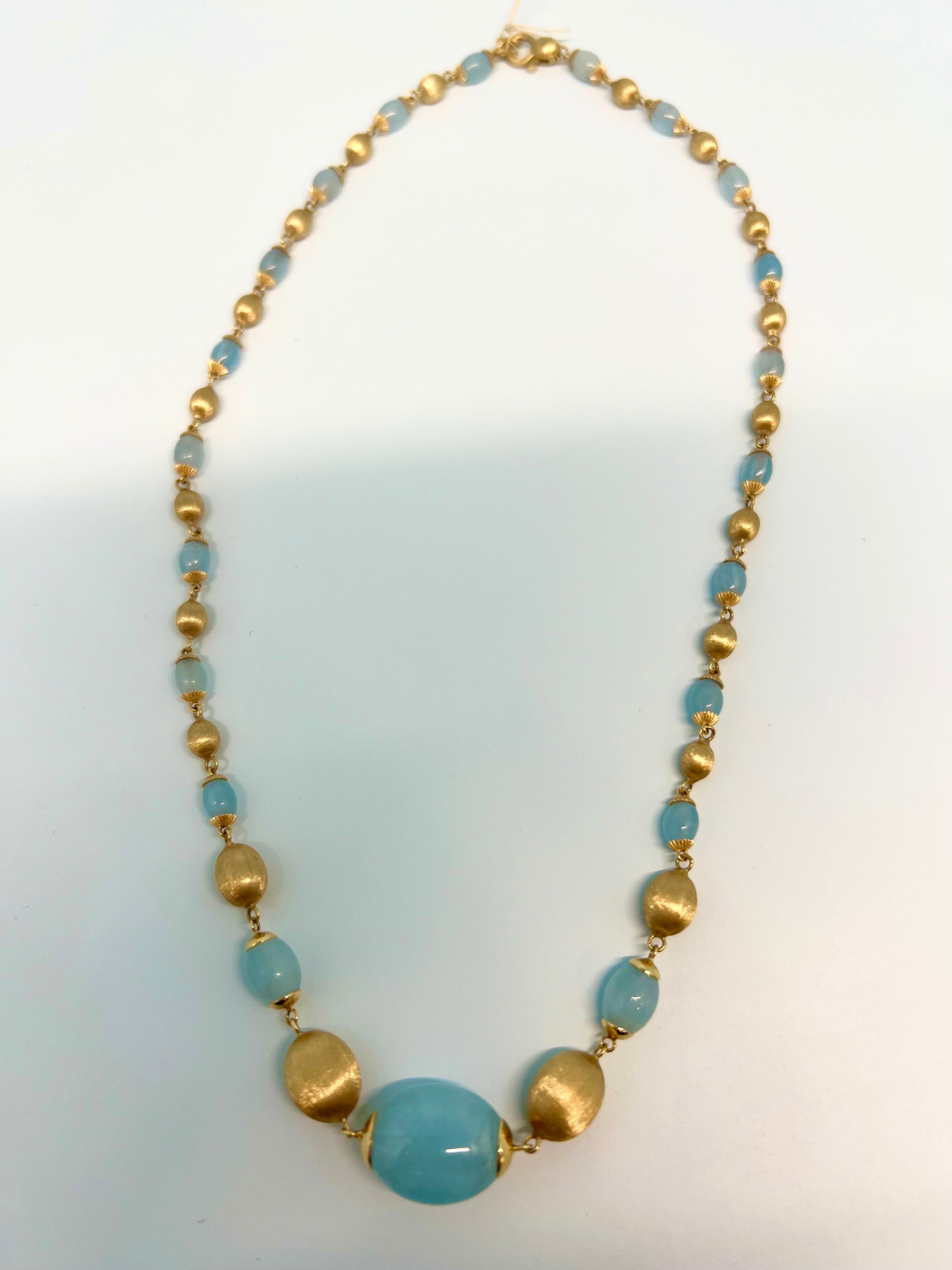 Nanis "AZURE" GOLD,  MILKY AQUAMARINE NECKLACE CN23-575