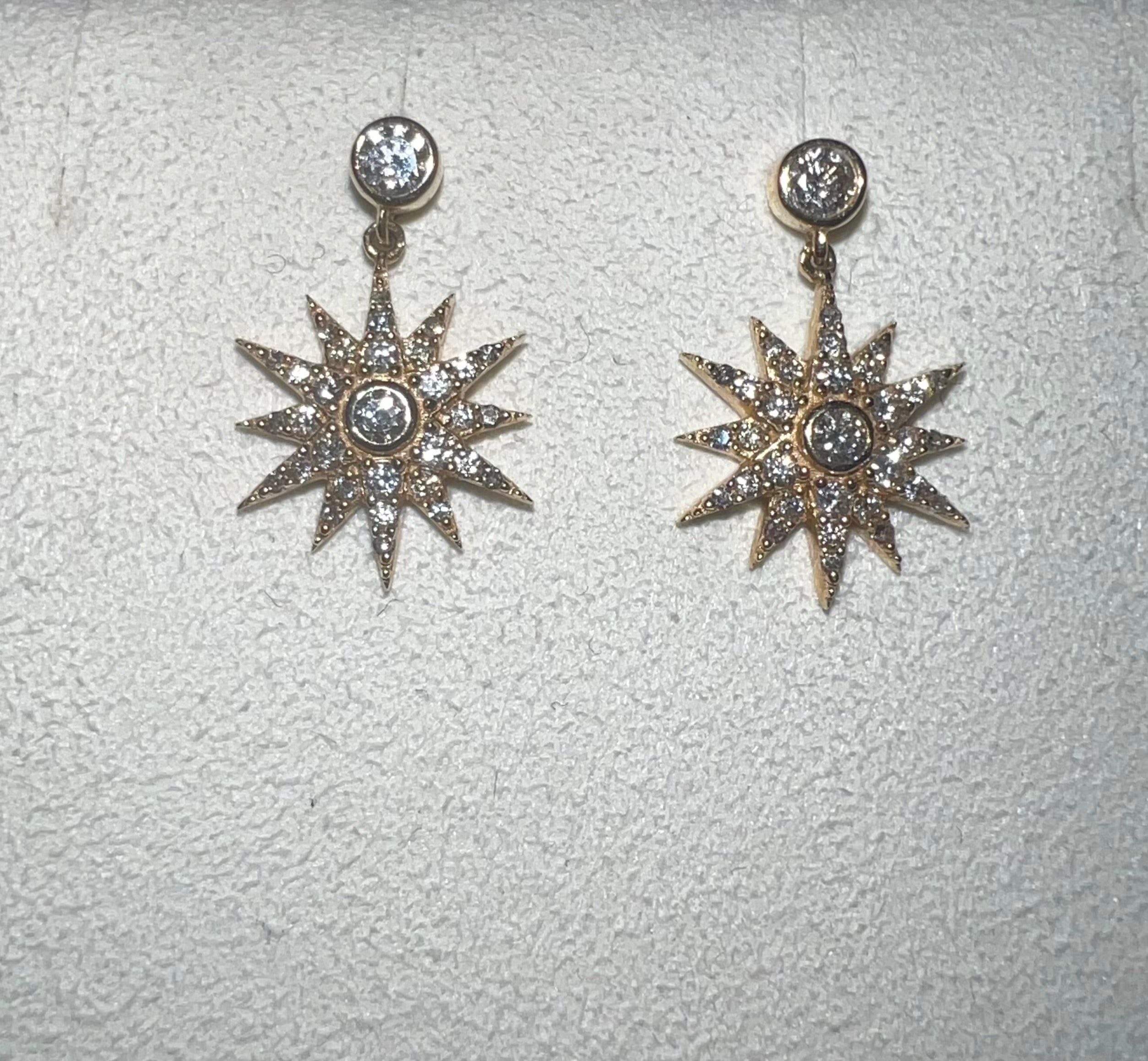 MISS MIMI 14K SUNBURST DROP EARRINGS 0.36CT 13-766370