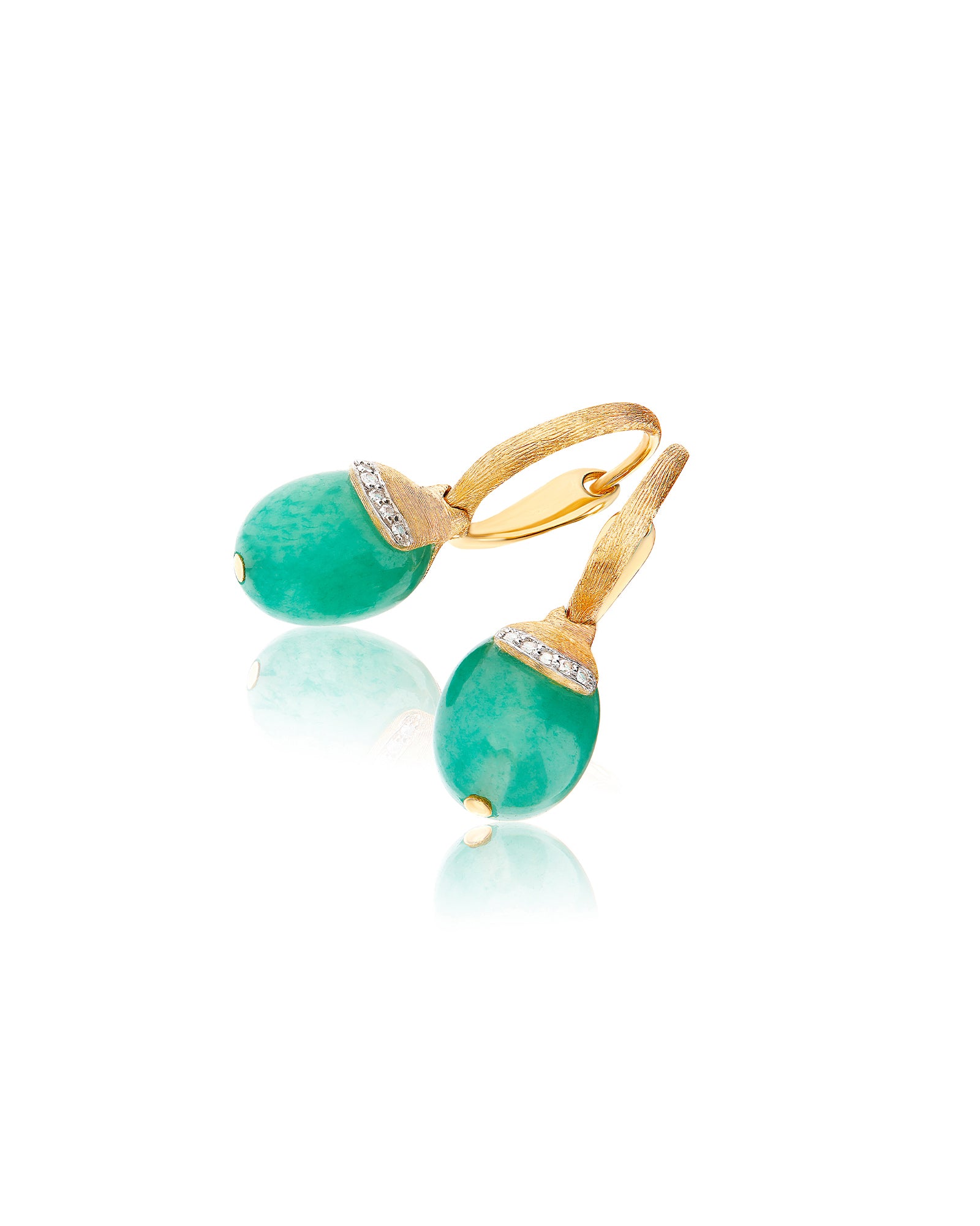 Nanis AMAZONIA "AMULETS" CILIEGINE GOLD AND GREEN AVENTURINE BALL DROP EARRINGS WITH DIAMONDS DETAILS (SMALL) OS10-603