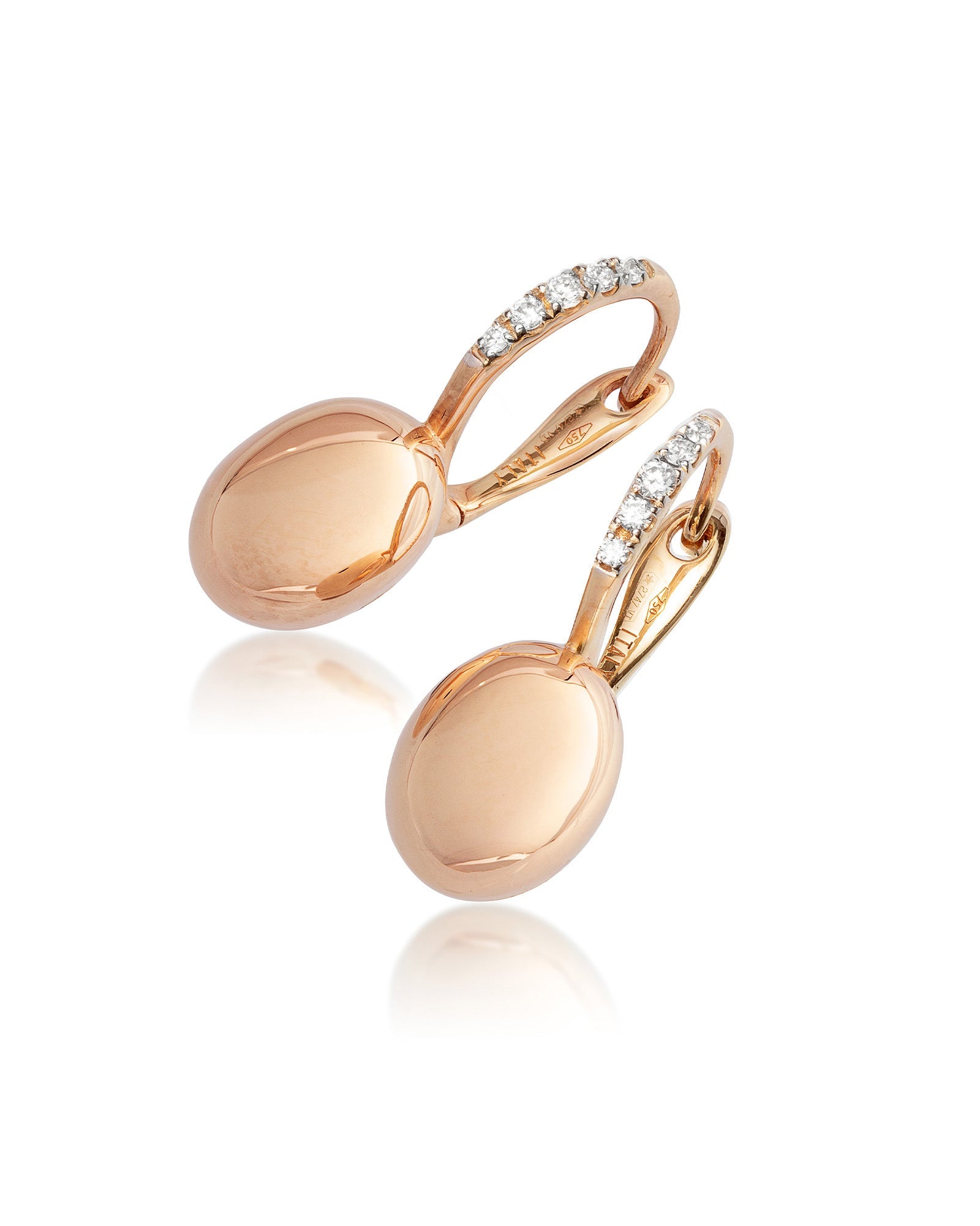 "Ciliegine" rose gold boules and diamonds details earrings (small) OS17-583R