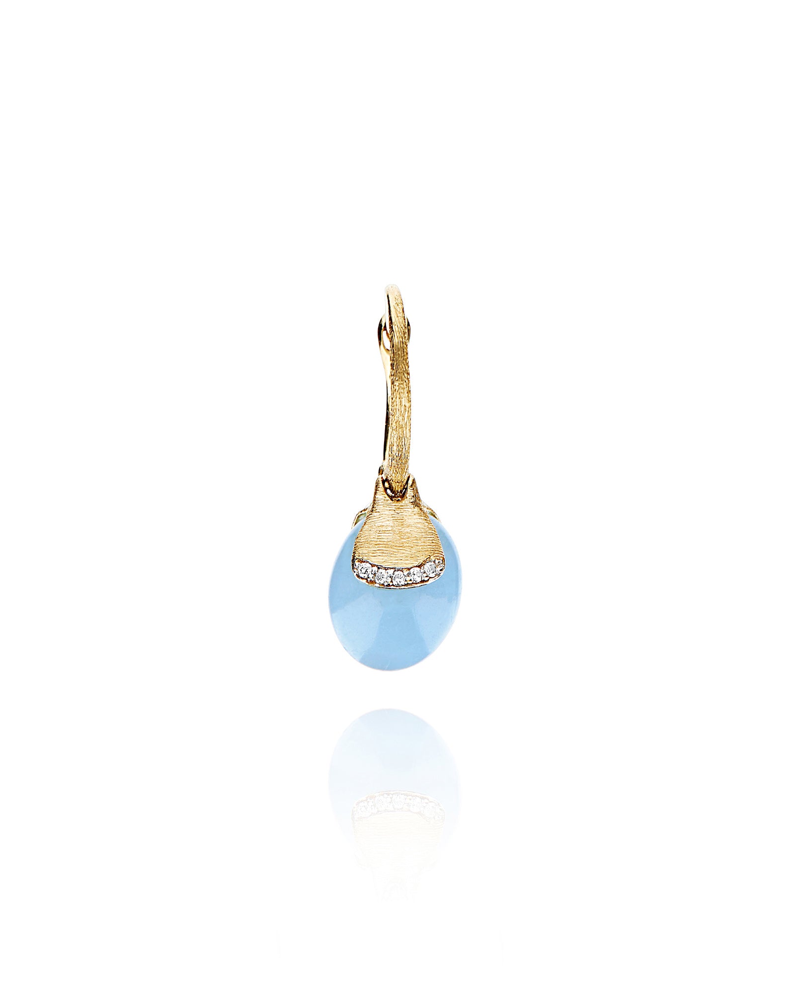 Nanis AZURE "AMULETS" CILIEGINE GOLD AND MILKY AQUAMARINE BALL DROP EARRINGS WITH DIAMONDS DETAILS (SMALL) OS19-587