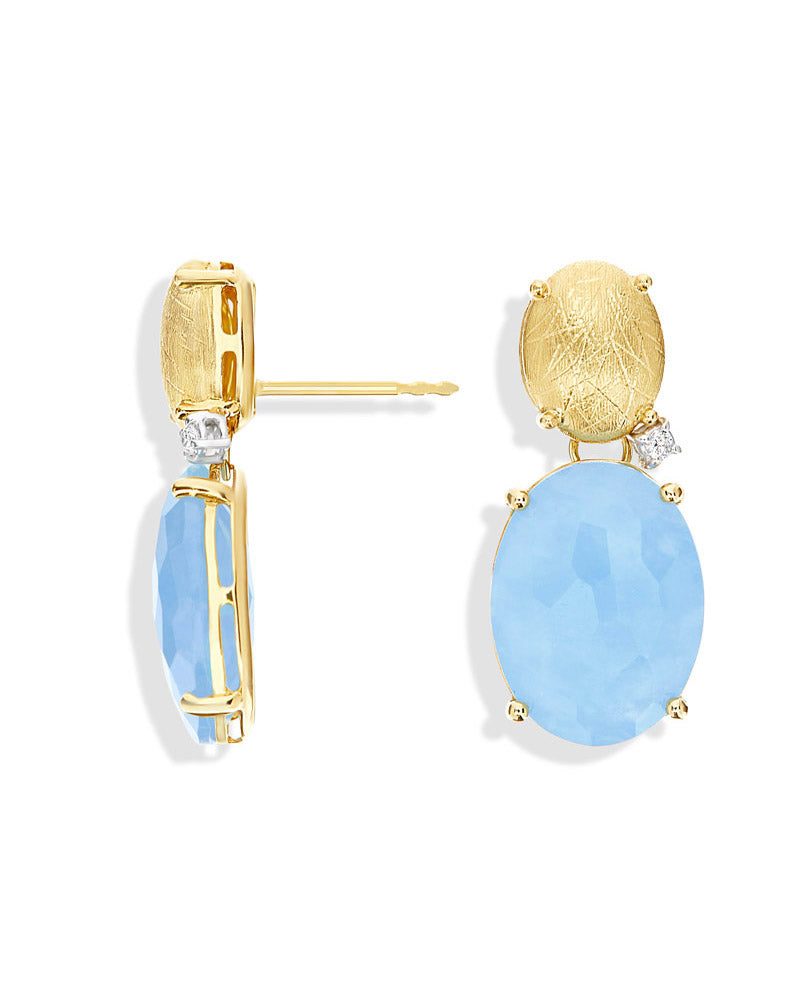 Nanis "IPANEMA" GOLD, AQUAMARINE AND DIAMONDS DROP EARRINGS OS3-577