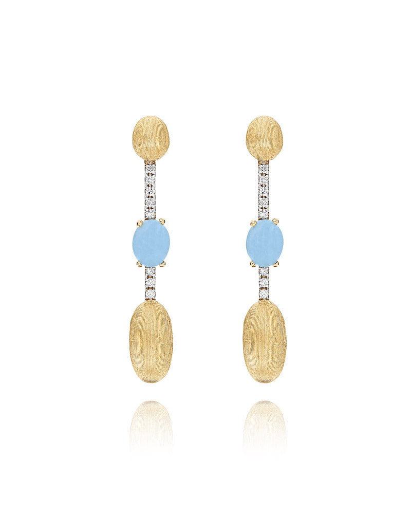 "AZURE" GOLD, AQUAMARINE AND DIAMONDS LONG EARRINGS OS4-597