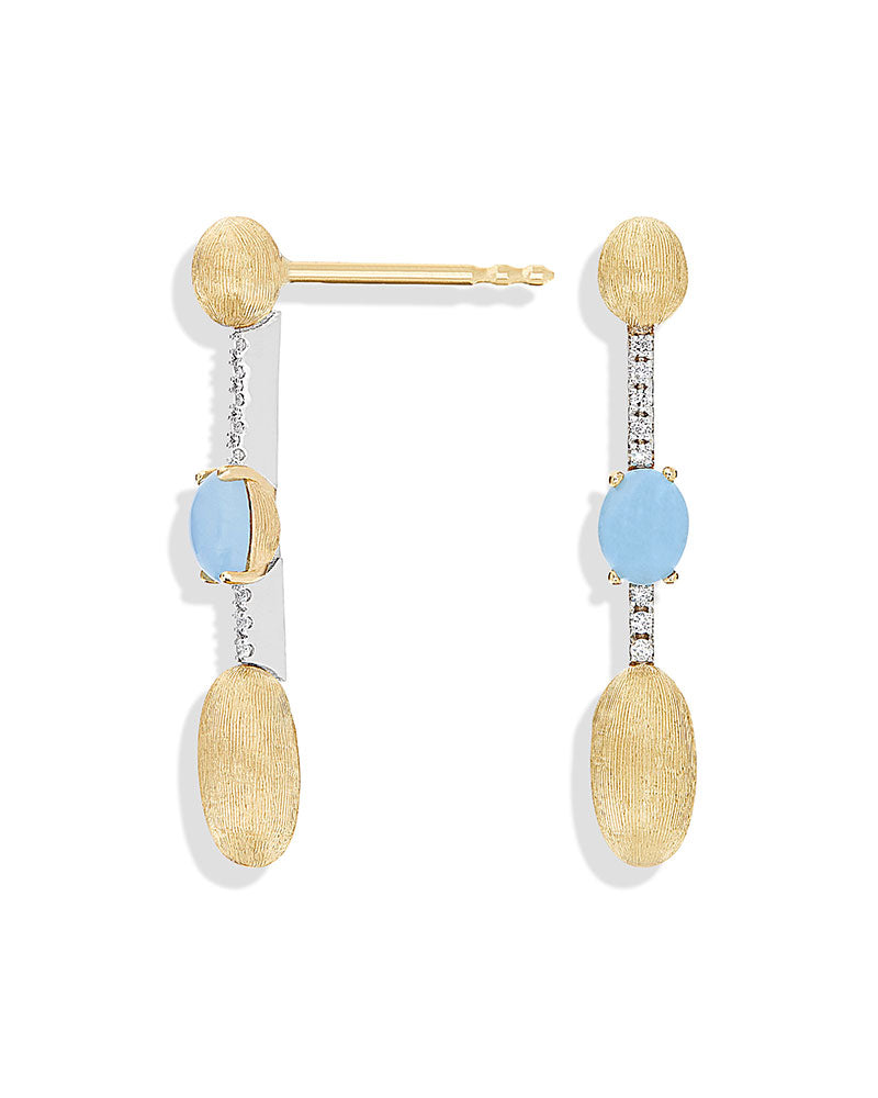 Nanis "AZURE" GOLD, AQUAMARINE AND DIAMONDS LONG EARRINGS OS4-597