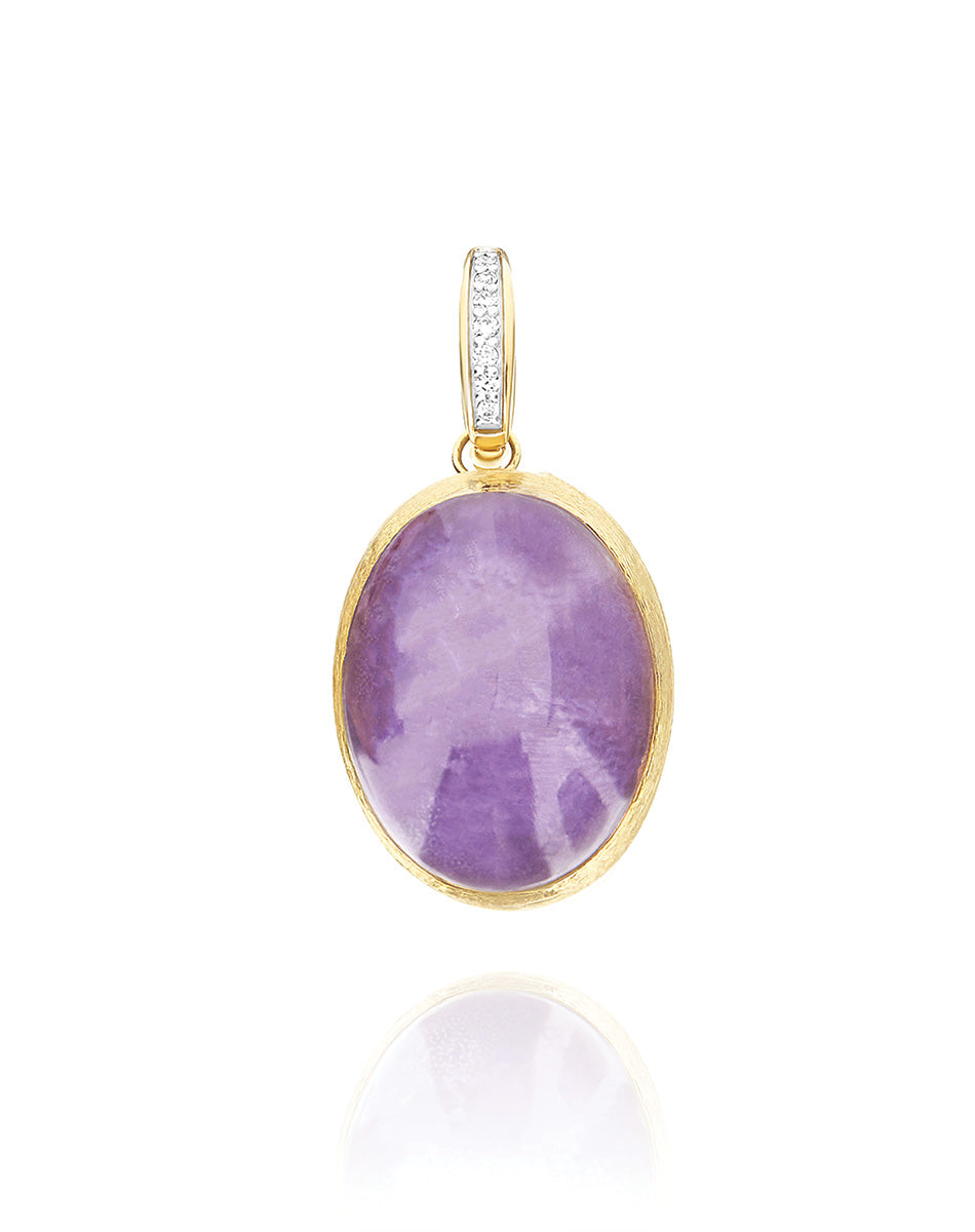 "Boules" Violetta charm in hand-engraved gold, diamonds, lepidolite, and mother-of-pearl (medium) PS6-609