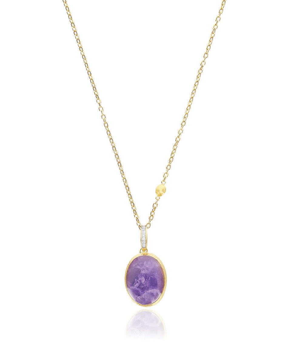 "Boules" Violetta charm in hand-engraved gold, diamonds, lepidolite, and mother-of-pearl (medium) PS6-609