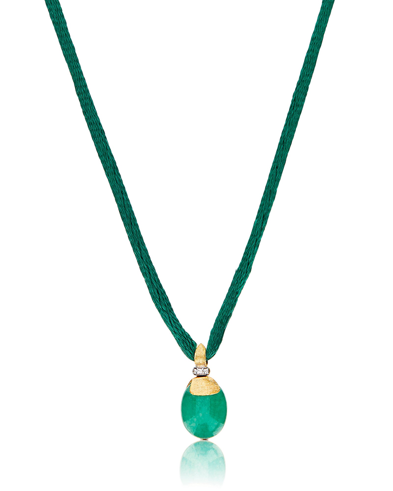 AMAZONIA "AMULETS" GOLD, DIAMONDS AND GREEN AVENTURINE PENDANT (SMALL) PS17-603