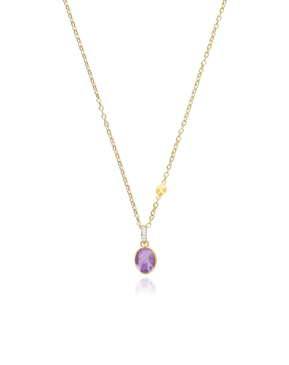 "Boules" Violetta charm in hand-engraved gold, diamonds, lepidolite, and mother-of-pearl (small) PS2-609