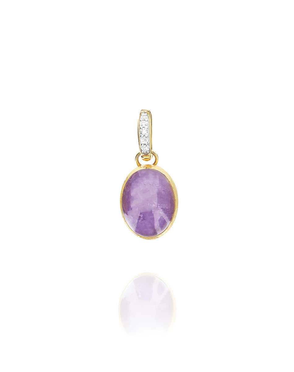 "Boules" Violetta charm in hand-engraved gold, diamonds, lepidolite, and mother-of-pearl (small) PS2-609