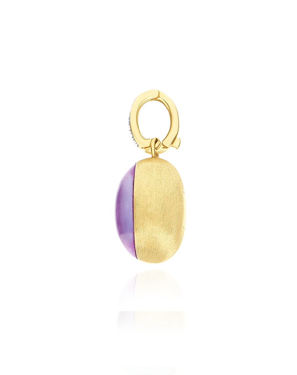 "Boules" Violetta charm in hand-engraved gold, diamonds, lepidolite, and mother-of-pearl (medium) PS6-609