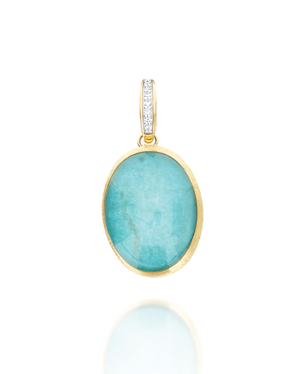 "Boules" Anice charm in hand-engraved gold, diamonds, rock crystal, and amazonite (medium) PS5-609