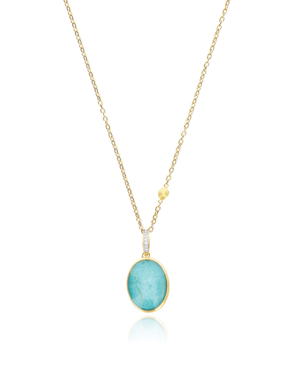 "Boules" Anice charm in hand-engraved gold, diamonds, rock crystal, and amazonite (medium) PS5-609