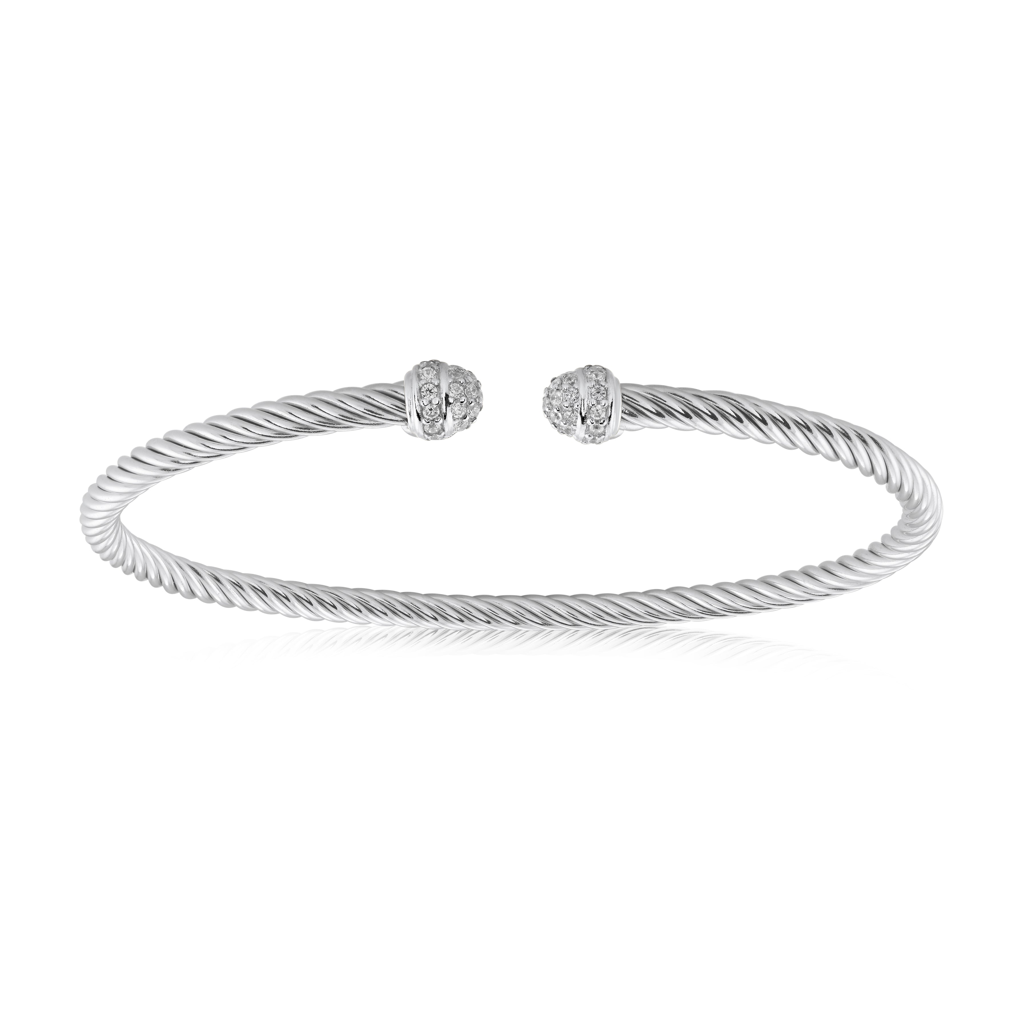 MISS MIMI  925 Sterling Silver Mini twist cable bangle 07-083484-01