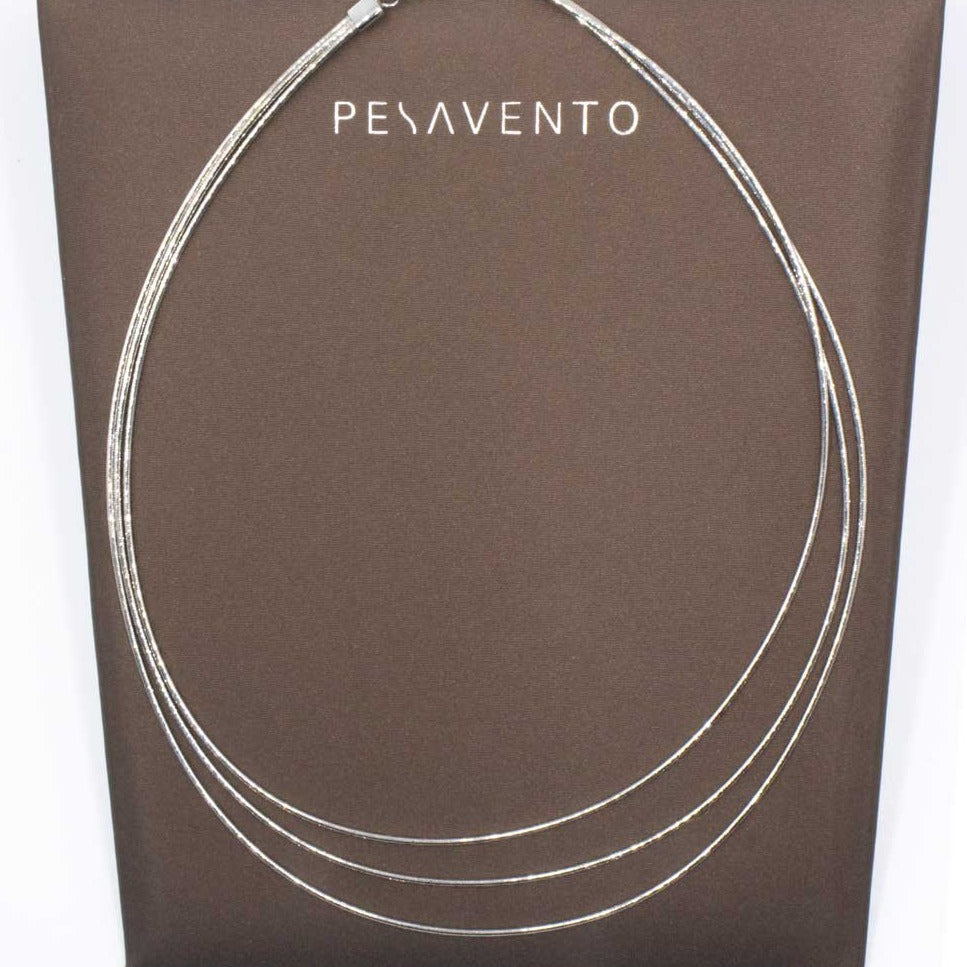 Pesavento DNA 3 Strands Rhodium Shiny Necklace WDNAG051