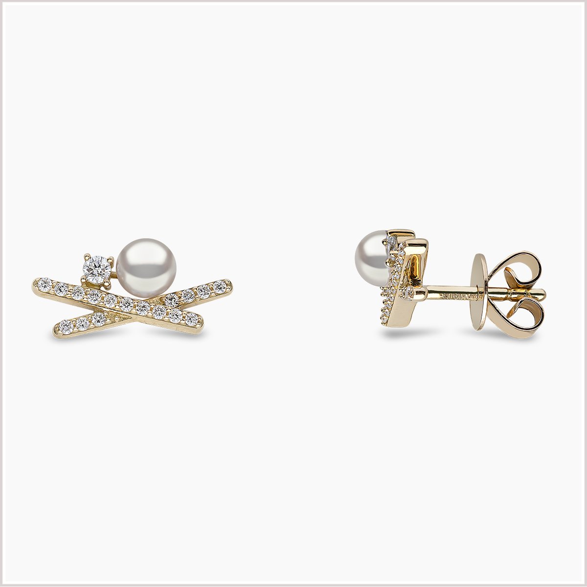 Yoko London Sleek Akoya Pearl and Diamond Stud Earrings QYE2202-6X-DRY