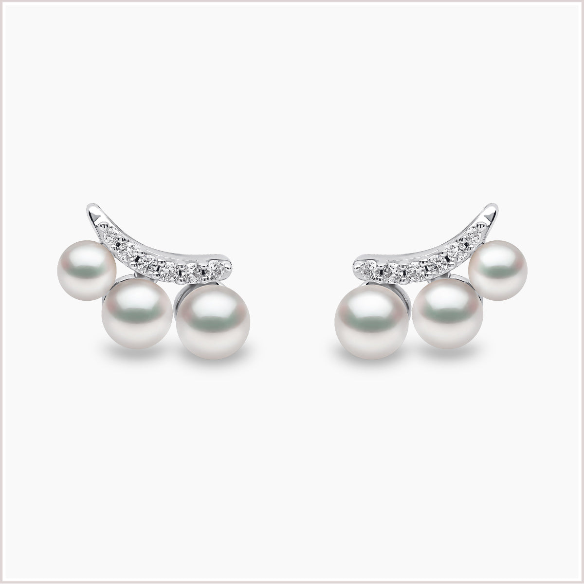 Yoko London Sleek Akoya Pearl and Diamond Stud Earrings QYE2224-7X-IY