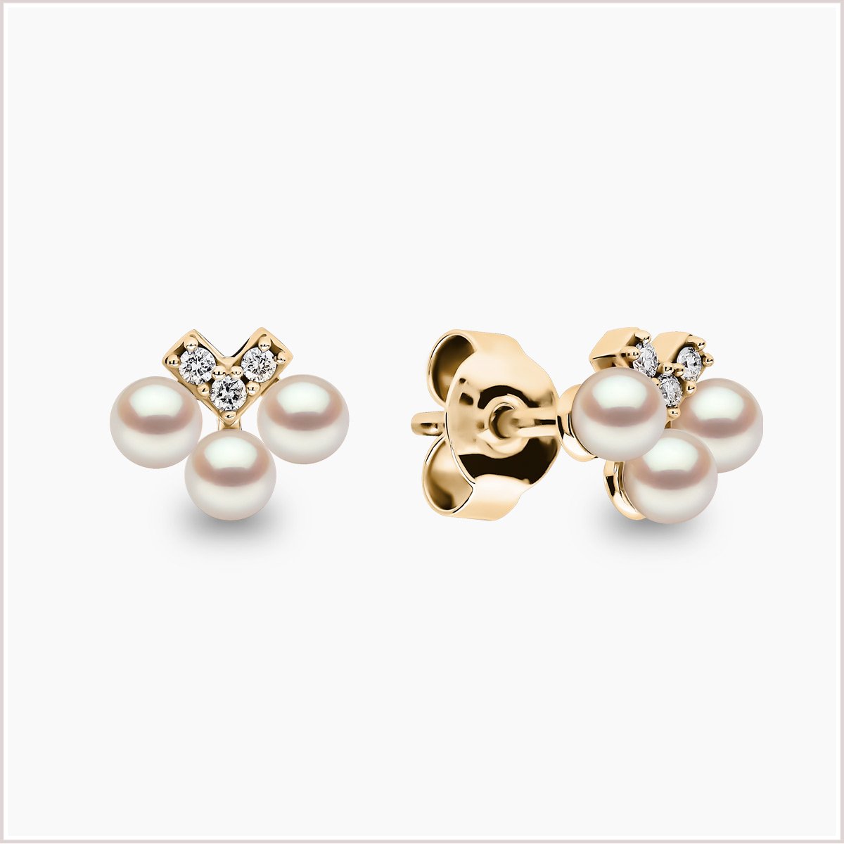 Yoko London Sleek Akoya Pearl and Diamond Stud Earrings QYE2225-6X-HY