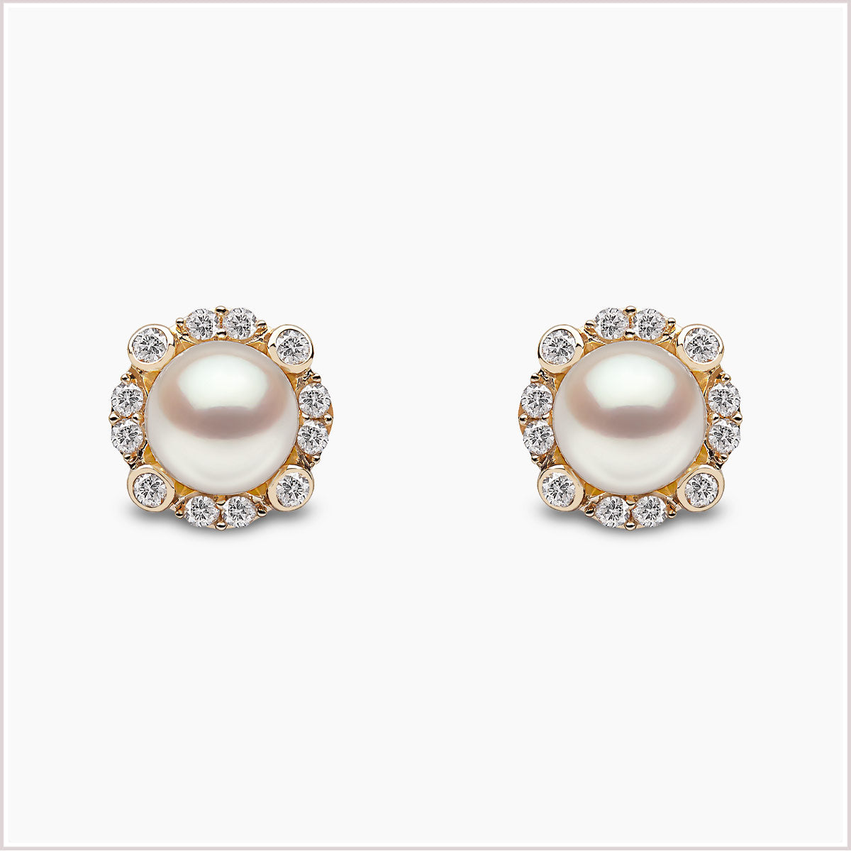 Yoko London Trend Freshwater Pearl and Diamond Stud Earrings TEM0222-6F-LY