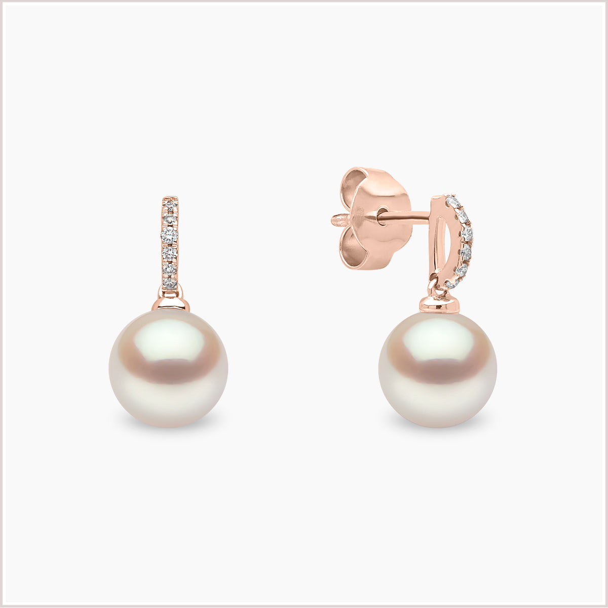 Classic Freshwater Pearl Diamond Earrings YEM0021-905-GEX